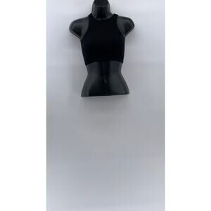 MADRAG Women's Black Crewneck Ribbed Cropped Tank Top SZ S